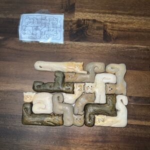 Wooden Cat Puzzle Handmade Hand Carved vintage